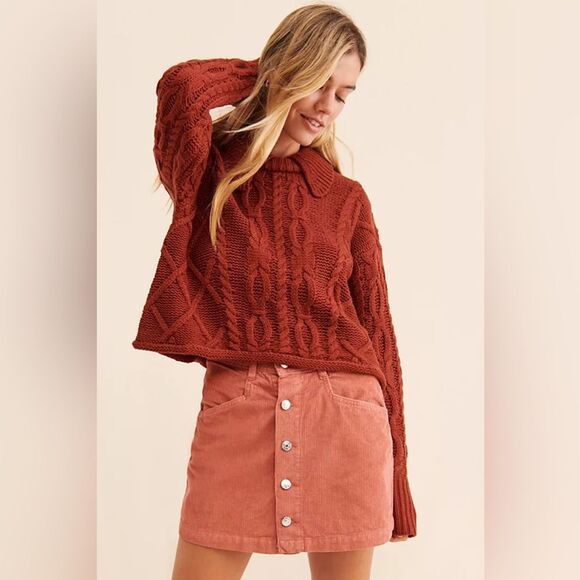 NWOT Free People Ray Cotton Corduroy a line  Mini skirt color Myrrh Rust - Picture 8 of 15